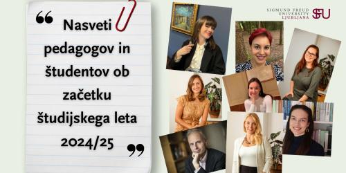 Nasveti ob začetku študijskega leta / slike pedagogov in študentov SFU Ljubljana
