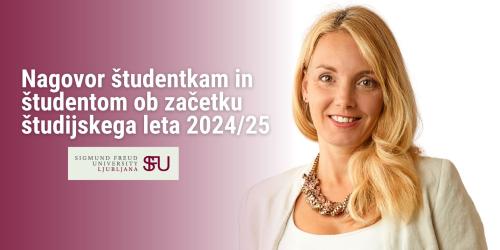 Slika Anja Kozina Štrukelj, napis nagovor študentom ob začetku študijskega leta 2024/25